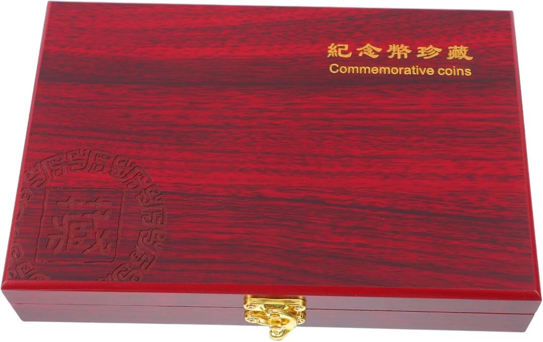 1Pc Wooden Coin Box for Collectors Portable Coin Holder Storage Case with Buckle Closure for Commemorative Coins Slots Home Decor Coin Enthusiasts