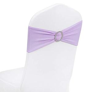 Peomeise 50pcs Lavender Spandex Chair Sashes with Buckle Slider for Wedding, Party Decoration