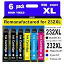 NINKLER Remanufactured for Epson 232XL Ink Cartridges Combo Pack 232 T232XL for XP-4200 XP-4205 Workforce WF-2930 WF-2950 Printer 6 Pack 3 Black 1 Cyan 1 Magenta 1 Yellow