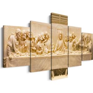 5 Piece The Last Supper Wall Art Christian Wall Art by Da Vinci Reproduction Canvas Artwork Religious Decor Jesus Poster Ready to Hang Last Supper Picture for Dining Room Decor (70''W x 40''H)