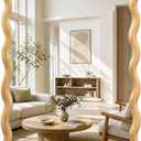 Wavy Solid Wood Mirror Boho Wall Mirror Rectangular, 20"x30"