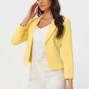 Allegra K Women's Dressy Casual Blazer Open Front Office Work Business Lightweight Crop Suit Blazers (Yellow, XS)