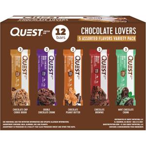 Quest Nutrition Chocolate Lovers Variety Pack, High Protein, Low Carb, Gluten Free, Keto Friendly, 12 Count, BBD 08/30/26