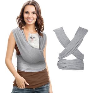 Dog Sling Carriers, Cat Wrap Carrier Chest, Front Facing Dog Sling, Hands Free, Size Adjustable, Soft Cotton, Swaddle Bag for Outdoor(Light Grey)