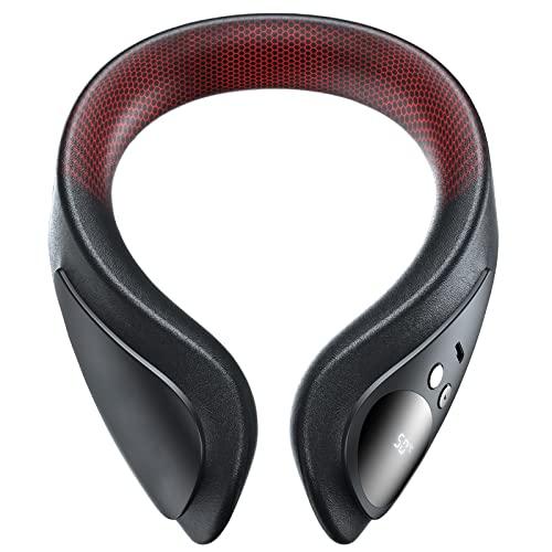 JODNO Portable Neck Warmer Rechargeable, Soft Leather Cordless Neck Heater Wrap Graphene Heated Scarf with 12 Heat Levels, Hand Warmers Electric Heating Pad for Pain Relief, Warm Gifts for Women Men