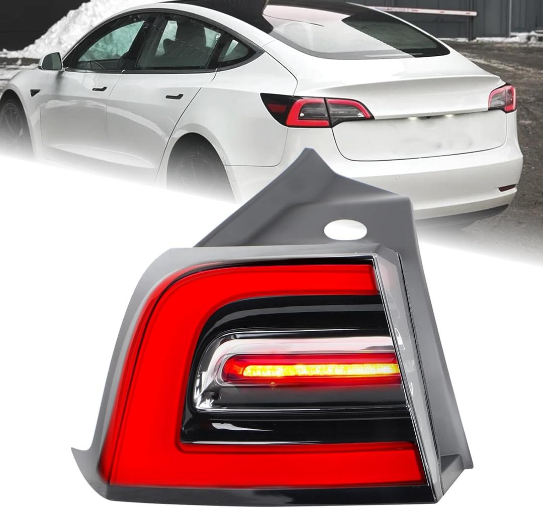 4Pins LH Tail Light Assembly Fit for 2021 2022 2023 Tesla Model 3 Model Y Rear Lamp Left Driver Side With Bulbs USA Type Yellow Signal Light 1502086-00-D