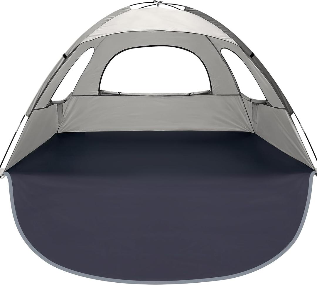 WhiteFang Beach Tent Anti-UV Portable Sun Shade Shelter for 6 Person, Extendable Floor with 3 Ventilating Mesh Windows Plus Carrying Bag, Stakes and Guy Lines (Baby's Breath)