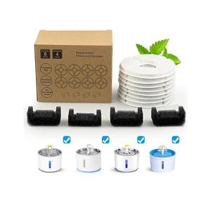 Cat Water Fountain Filter for Wonder-Creature 81 oz/2.4L Round Stainless Steel Top Cat Fountain, 8 Carbon Filters 4 Foam Filters Pack, Cat Fountain Replacement Filters