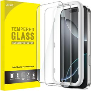 JETech Screen Protector for iPhone 16 Pro 6.3-Inch, Tempered Glass Film with Easy Installation Tool, Case-Friendly, HD Clear, 2-Pack