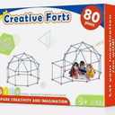 Tiny Land Kids-Fort-Building-Kit-80 Pieces-Creative Fort Toy for 5,6,7,8 Years Old Boy & Girls-STEM Building Toys DIY Castles Tunnels Play Tent Rocket Tower Indoor & Outdoor Playhouse