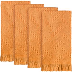 HunnmingRe 4 Pack Boho Hand Towel for Bathroom Kitchen 14 x 30 Inch 100% Turkish Cotton Spring Boho Decorative Towel Waffle Farmhouse Bathroom Decor Absorbent Soft Guest Gift(Orange)