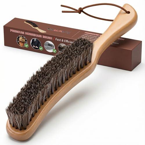 Lint Brush for Clothes with 100% Soft Horse Hair Bristle, Large Beech Wood Handle, Lint Remover for Hat, Pet Hair, Suits, Cashmere, Wool, Velvet, Suede, Shoe