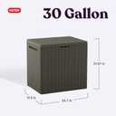 Keter City 30 Gallon Resin Outdoor Storage Box and Patio Furniture Side Table for Pool and Garden Accessories, Taupe