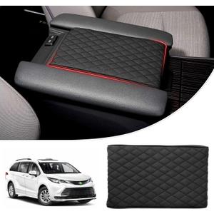 Autorder Center Console Cover for Toyota Sienna 2021-2025 2026 Accessories Memory Foam Armrest Cushion with Anti-Scratch Leather Protector Covers Black
