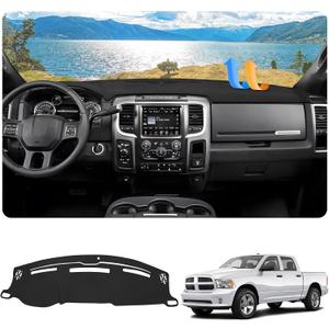 FIILINES Dash Cover for 2010-2018 Dodge Ram 1500 2500 3500(Without Hud), Dashboard Mat Accessories Dash Cover Sunshade Nonslip Mesh Protector No Glare Black