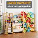 SpaceAid 3-in-1 Toy Storage Organizer with 4 Shelves and 12 Bins, Toy Organizers Storage 3-Tier Bookshelf, Kids Bin Shelf Box Bookcase for Bedroom Playroom Organization Room Decor, Multi-Colored, 56.7"W, 4 Shelves, 3-in-1, 12 Bins