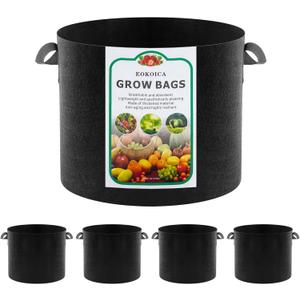 5-Pack 5 Gallon Grow Bags, Thickened Aeration Fabric Pots with Handles, Heavy Duty Plant Bags for Vegetables, Tomatoes, Potatoes, Fruits & Flowers, Reusable Garden Pots for Plants