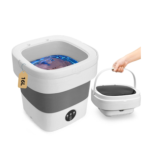 Portable Washing Machine, 16 L Mini Washer with 3 Modes Deep Cleaning for Underwear, Baby Clothes, Sock, Small Items, Foldable Travel Washer and Dryer Combo for Apartments, Camping, Travel, RV (Grey)