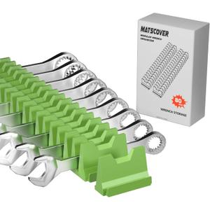 80PCS Modular Wrench Organizer Wrench Holder - Wrench Tool Organizers for Tool Drawer Storage, Wrench Storage Set with Metric & SAE Label, Wrench Rack Tool Gift for Professional Mechanics Men, Green