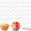 Amyhill Mini Disposable Tea Cups with Handle, 2oz Hard Plastic Coffee Mug Bulk Plastic Square Disposable Espresso Cups for Wedding Tea Party Catering Dessert Sampling(Transparent,100 Pcs)