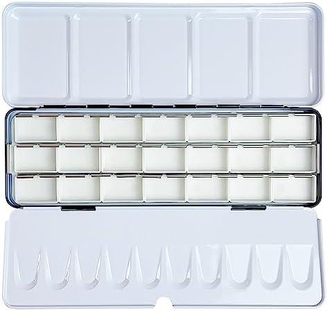 FCLUB Empty Watercolor Palette Paint Tin with 21Pcs Watercolor Full Pans