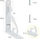 HOME MASTER HARDWARE Decorative Shelf Brackets 5x3-1/2 in Wall Mounted Floating Shelf Bracket L Heavy Duty Support Corner Brace Joint Right Angle Bracket for DIY Open Shelving with Screws White 4 Pcs