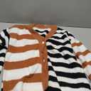 Saodimallsu Womens Striped Cardigan Sweaters V Neck Open Front Button Up Color Block Fuzzy Loose Knit Coats Brown Large