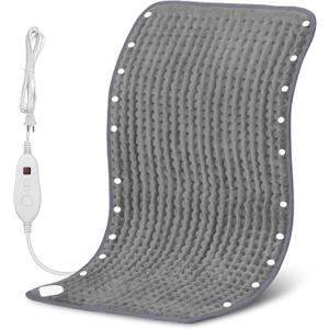 Snailax Heating Pad & Foot Warmer with 6 Temperature Settings & Auto Shut Off, 17x33, Washable Fast Heated Pads for Back Pain Relief,Abdomen,Feet,Back,Cramp(Grey)