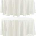 Fokitut 2 Pack Waterproof Round Tablecloth, 120 Inch, Stain Resistant and Wrinkle Polyester Table Cloth, Fabric Table Cover for Kitchen Dining, Wedding, Party, Holiday Dinner-Ivory