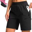 Women's Mountain Bike Shorts 4D Padded Cycling Shorts for Women Riding Biking Bicycle Biker Cycle UPF50 Zipper Pockets (Large, Black)