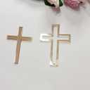 16pcs of Acrylic Cross Cake Topper, Cross Cake Charm for Baptism, Christening, Holy Communion Cake (4'', Rose Gold Mirror)
