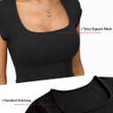 EasyGala Womens Cotton Square Neck Short Sleeve Shirts Slim Fit Cap Sleeve Tops Summer Basic Low Cut Tee Fashion Clothes (S)