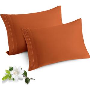 Horbaunal 2 Pack Microfiber Pillowcases King Size Burnt Orange Bed Pillow Cases with Envelope Closure, 1800 Thread Count Soft & Shrinkage Resistant Pillow Covers, 20 x 40 Inches