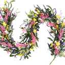Bibelot70inch Spring/Summer Garland with Flowers, Artificial Fake Flower Greenery Garland with Daisies, Lavender for Baby Shower Wedding Mantle Party Table Centerpiece All Season Decor