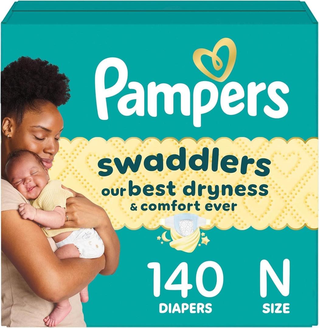 Pampers Swaddlers Diapers, Size 0 (up to 10 lbs), 140 Count, Absorbent, Keeps Baby Dry and Comfortable, Skin Safe Disposable Baby Diaper 