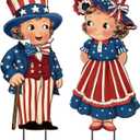 4th of July Decorations Outdoor, Patriotic Boy Girl Metal Yard Signs with Stakes, Independence Day,250th Years America Anniversary Decorative Signs for Garden Lawn Pathway Patio Outside Party Supplies