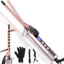 3/8 Inch Small Curling Iron Wand,Ceramic Small Ceramic Barrel Hair Curler with Adjustable Temperature,Fast Heating,for Short & Long Hair