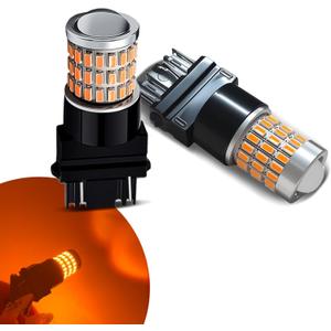 2PCS 3157 LED Bulbs, LED Turn Signal Bulb, Super Bright 3156 4157 3757 Turn Signal Light, Car Front Rear Turn Signal Light Blinker Parking Side Marker Brake Light for Most Cars (Yellow)