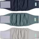 wegreeco Washable Male Dog Belly Band (Stylish Pattern)- Pack of 3 - Washable Male Dog Belly Wrap, Dog Diapers Male (Blue, Green, Champagne, Medium)