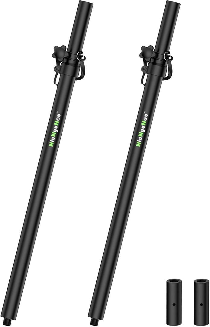 Set of 2 Speaker Poles for Subwoofer 34"-52" Height Adjustable Fits M20 Threaded Mount and 35mm Mount, Speaker Extender with M20 to 35mm Adapter