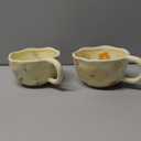 MAKCNMYM Ceramic Coffee Mug Vintage Flower Mugs 8 oz Cute Floral Coffee Mugs Irregular Latte Art Cup Lead-free Porcelain Cups for Cappuccino, Cocoa (2 Pack)