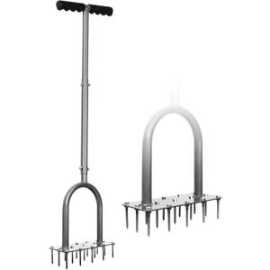 Walensee Lawn Aerator Spike Metal Manual Dethatching Soil Aerating Lawn with 15 Iron Spikes, Pre-Assembled Grass Plug Aerator Tools for Yard, Lawn Aeration, Garden Tool, Revives Lawn Health, Patented