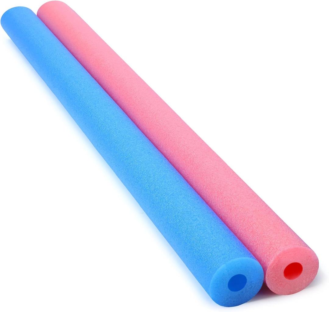 Hanaive 2 Pack 55 Inch x 3.5 Inch Jumbo Pool Noodles Floating Pool Noodles Foam Tube Extra Large Hollow Swim Noodles Floats Heavy Duty for Adults Swimming Craft Projects (Blue, Pink)