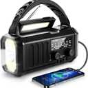 Emergency Radio, 10000mAh/37000mWh NOAA Weather Radio, Solar Hand Crank Radio with AM/FM, Flashlight & Reading Light, Rechargeable Battery,SOS Alarm, Cell Phone Charger for Indoor Outdoor Emergency (black)