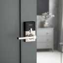 Kwikset SmartCode 917 Keypad Keyless Entry Contemporary Residential Electronic Lever Lock Deadbolt Alternative with Halifax Door Lever and SmartKey Security, Satin Nickel