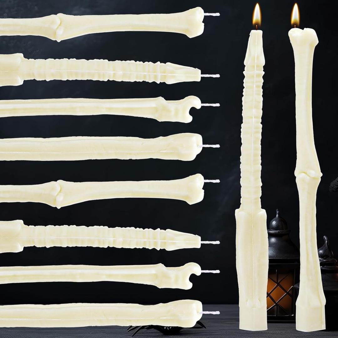 Nuanchu 12 Pack Halloween Bone Taper Candles 10 Inch Unscented Dripless Skeleton Candles for Halloween Party Decor, Table Centerpiece, Gothic Home Decoration, Spooky Gifts Nuanchu 12 Pack Halloween Bone Taper Candles 10 Inch Unscented Dripless Skeleton Candles for Halloween Party Decor, Table Centerpiece, Gothic Home Decoration, Spooky Gifts