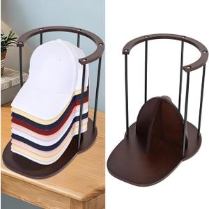 SNOWSTAR Hat Storage for Baseball Caps, Wood & Metal Hat Organizer Holder Display Stand for At Least 15 Hats,Space-Saving Baseball Cap Storage for Desk, Closet, Bedroom, Entryway 