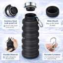 Collapsible Water Bottles,16oz Capacity Portable Reusable Silicone Water Bottle,Leak-proof,with buckle,foldable storage,Lightweight Durable for Fitness,Cycling,Sports,Camping,Hiking (Grey+Pink)