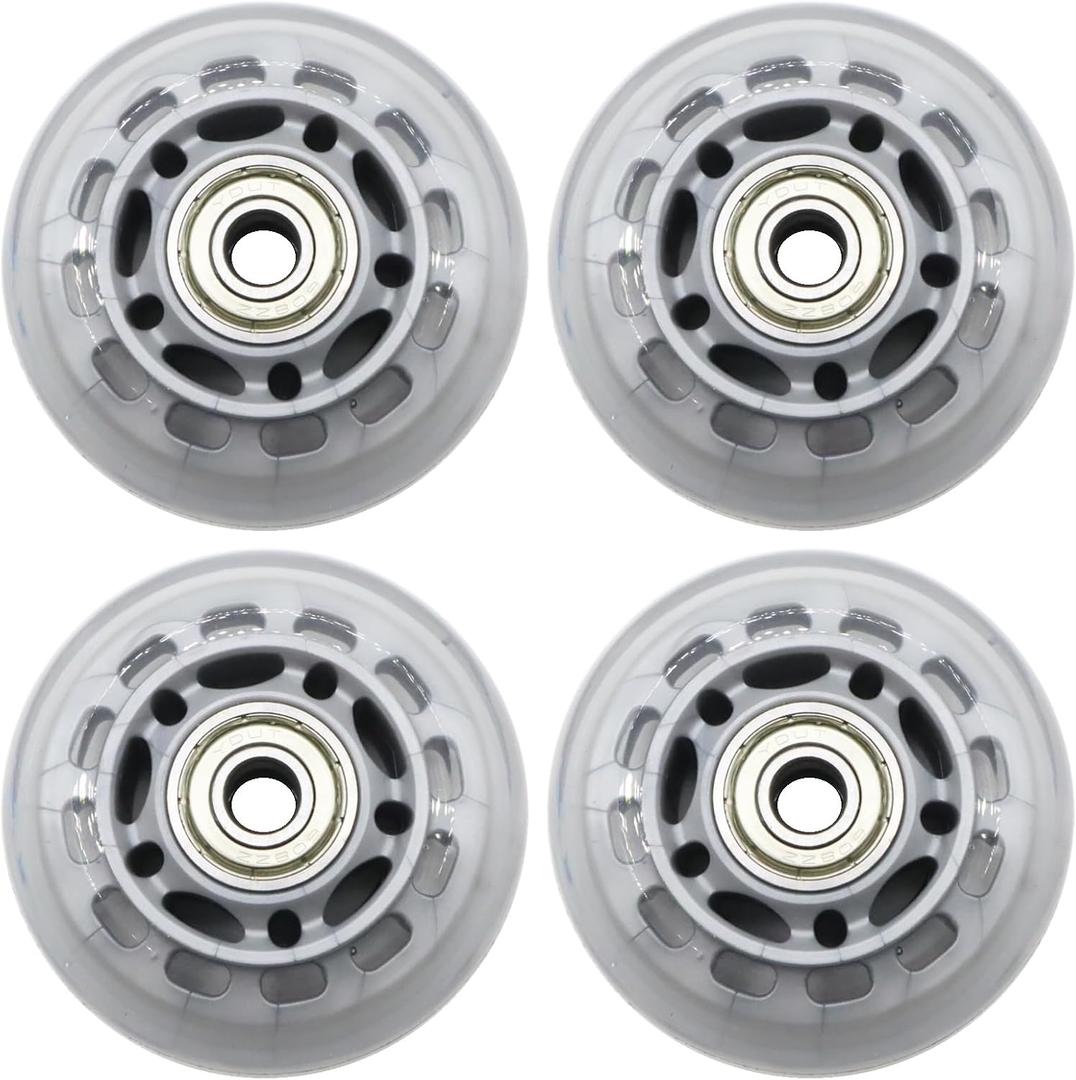 Inline Skate Wheels 76mm, Clear Roller Blade Replacement Wheels with Bearings for Skate, Office Chairs, Luggage (4 Pack) (gray)