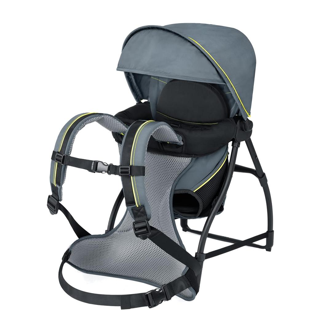 Chicco SmartSupport Aluminum Frame Backpack Carrier, Lightweight Baby Backpack Carrier, Solar/Grey